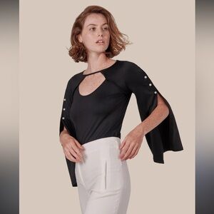 EUC Anne Fontaine Lynda Black Blouse with Pearls